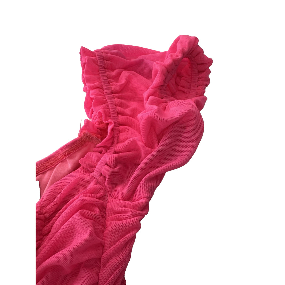 ThatsSoFetch Tomin Mini Dress Women's 6 Neon Hot Pink Ruched Bodycon Y2K - Picture 6 of 10